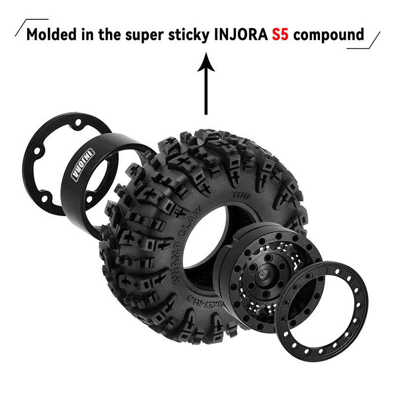 INJORA 1.3" 70*27mm Aluminum Wheels with Swamp Claw Tires for 1/18 1/24 RC Crawlers (W1305) 4 INJORA 1.3" 70*27mm Aluminum Wheels with Swamp Claw Tires for 1/18 1/24 RC Crawlers (W1305)