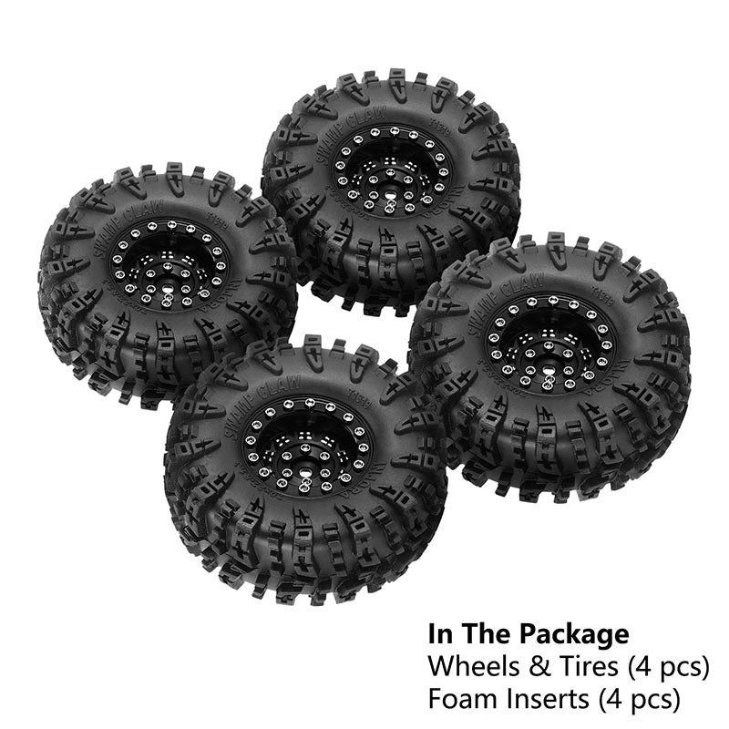 INJORA 1.3" 70*27mm Aluminum Wheels with Swamp Claw Tires for 1/18 1/24 RC Crawlers (W1305) 8 INJORA 1.3" 70*27mm Aluminum Wheels with Swamp Claw Tires for 1/18 1/24 RC Crawlers (W1305)