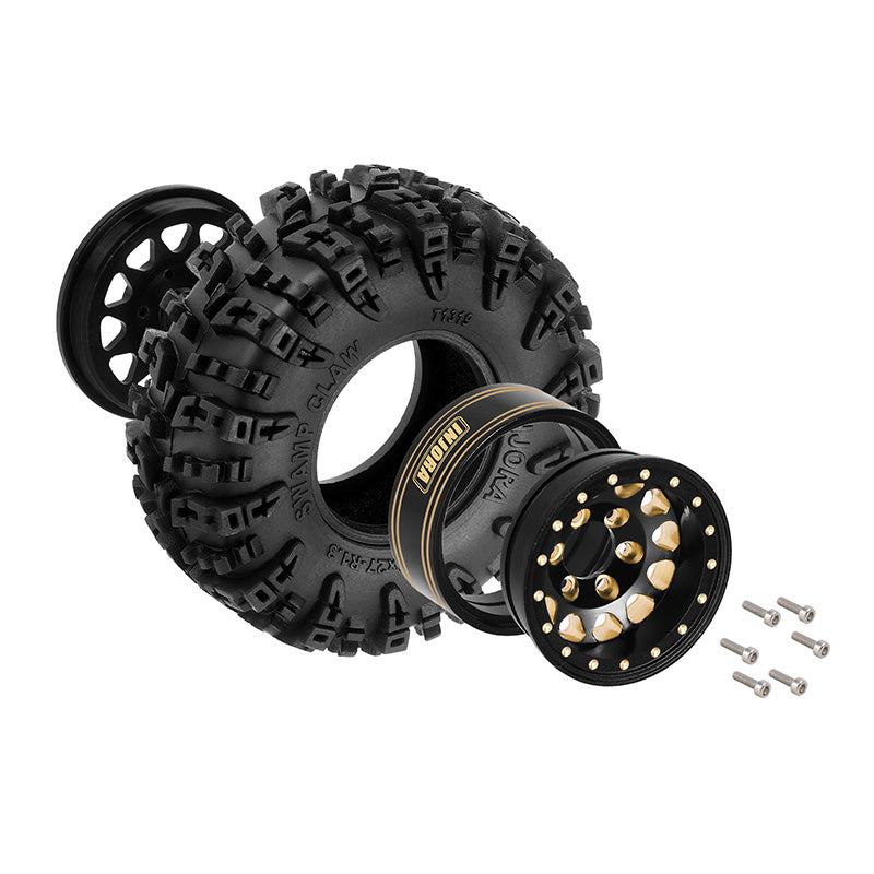 INJORA 1.3" 70*27mm Brass Wheels with Swamp Claw Tires for 1/18 1/24 RC Crawler (W1301) 3 INJORA 1.3" 70*27mm Brass Wheels with Swamp Claw Tires for 1/18 1/24 RC Crawler (W1301)