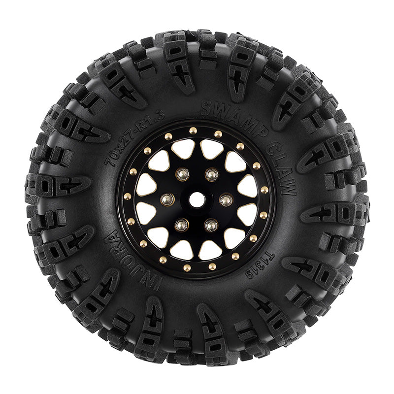 INJORA 1.3" 70*27mm Brass Wheels with Swamp Claw Tires for 1/18 1/24 RC Crawler (W1301) 6 INJORA 1.3" 70*27mm Brass Wheels with Swamp Claw Tires for 1/18 1/24 RC Crawler (W1301)