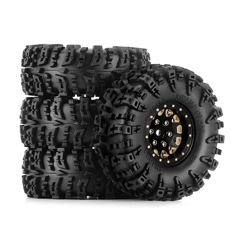 INJORA 1.3" 70*27mm Brass Wheels with Swamp Claw Tires for 1/18 1/24 RC Crawler (W1301) 8 INJORA 1.3" 70*27mm Brass Wheels with Swamp Claw Tires for 1/18 1/24 RC Crawler (W1301)