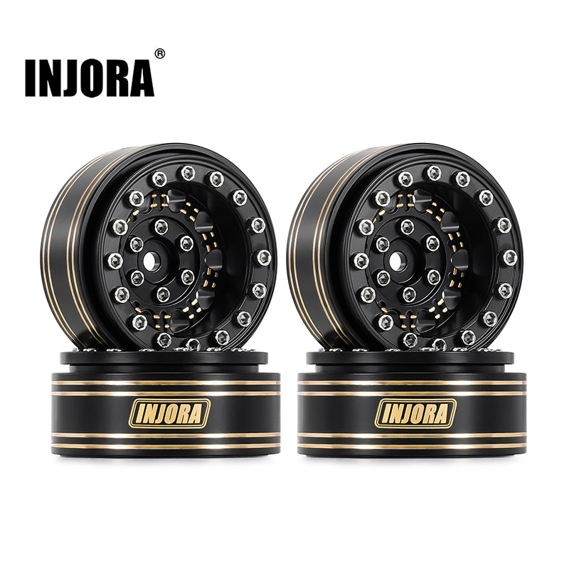 INJORA 1.3" 81g/pcs Super Heavy Brass Beadlock Wheels for 1/24 1/18 RC Crawler