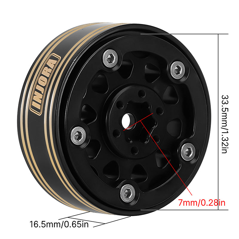 INJORA 1.3" 81g/pcs Super Heavy Brass Beadlock Wheels for 1/24 1/18 RC Crawler 5 INJORA 1.3" 81g/pcs Super Heavy Brass Beadlock Wheels for 1/24 1/18 RC Crawler