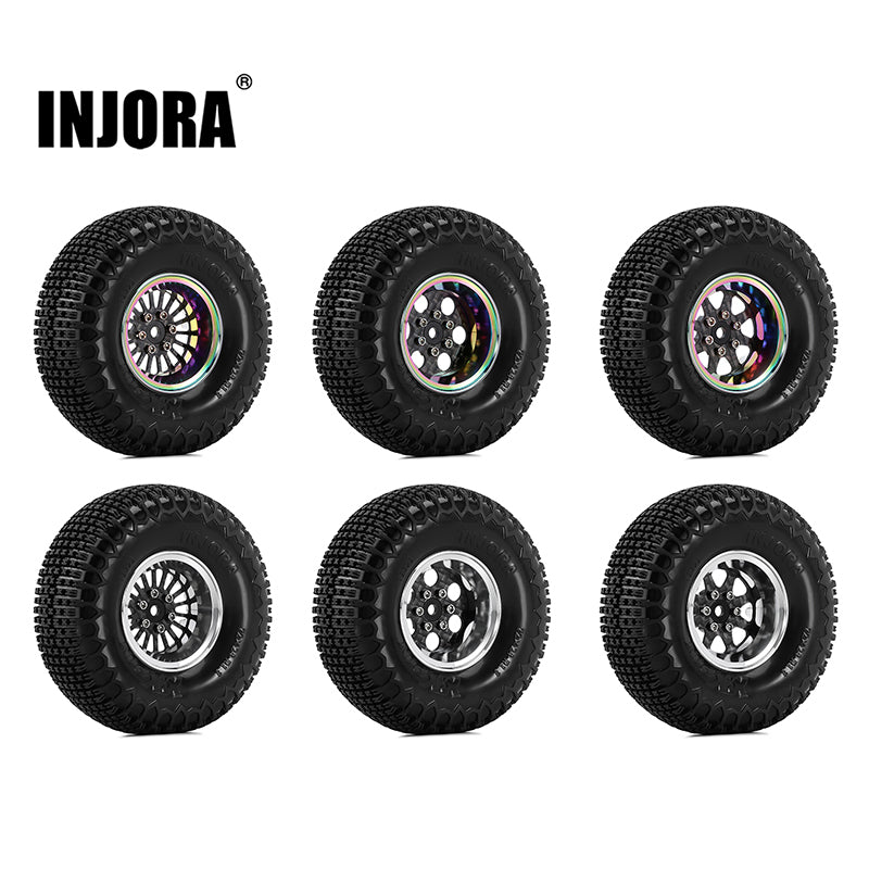 INJORA 1.3" ModuWheel Beadlock Wheels with XHX Pin Tires for 1/18 1/24 RC Crawler