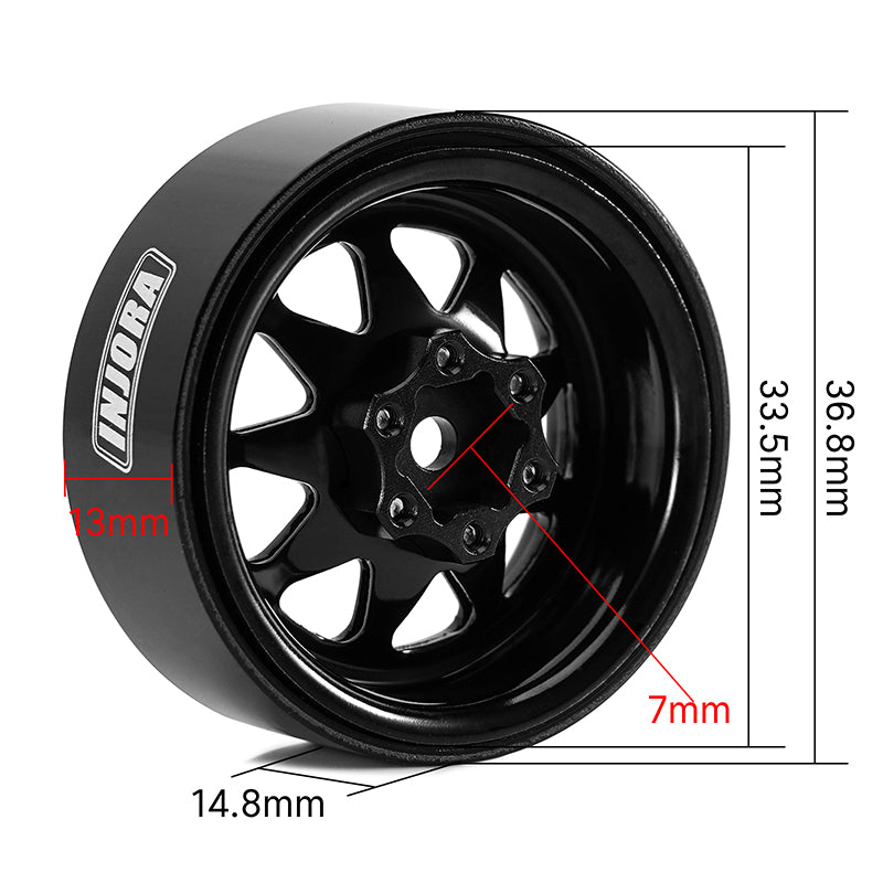 INJORA 1.3" Stamped Steel Wheels -4.05mm Offset for 1/24 1/18 RC Crawlers (W1312) 5 INJORA 1.3" Stamped Steel Wheels -4.05mm Offset for 1/24 1/18 RC Crawlers (W1312)
