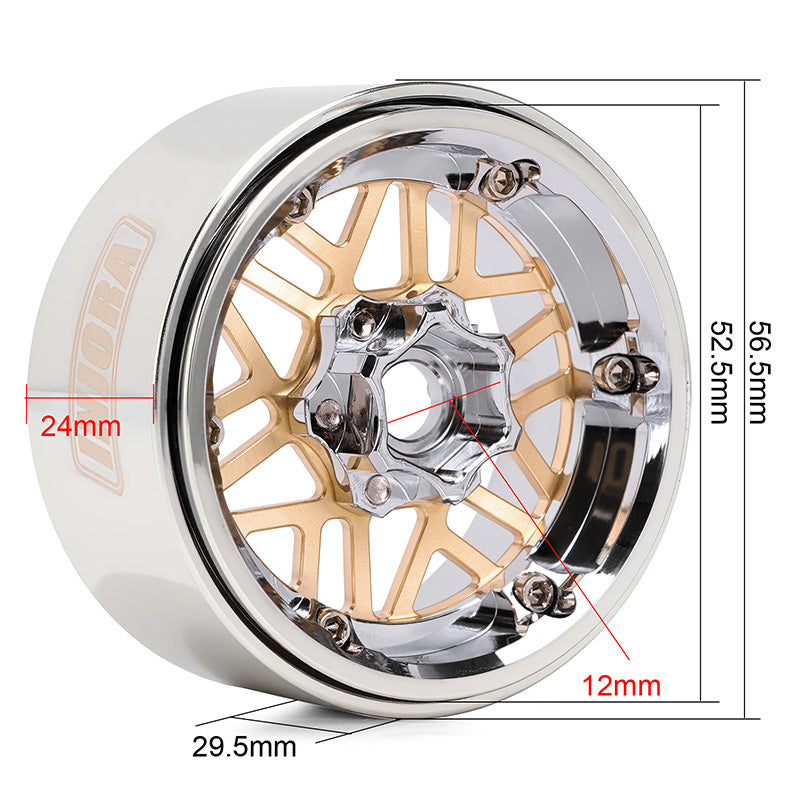 INJORA 1.9" ModuWheel Brass & Aluminum -9.65mm Offset Wheels for 1/10 RC Crawlers 12 INJORA 1.9" ModuWheel Brass & Aluminum -9.65mm Offset Wheels for 1/10 RC Crawlers