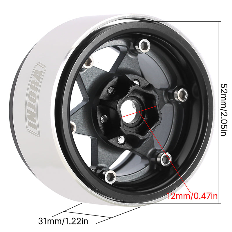 INJORA 1.9" Super Heavy Brass & Aluminum Beadlock Wheels Offset -10mm for 1/10 RC Crawlers (4) (W1958) 22 INJORA 1.9" Super Heavy Brass & Aluminum Beadlock Wheels Offset -10mm for 1/10 RC Crawlers (4) (W1958)