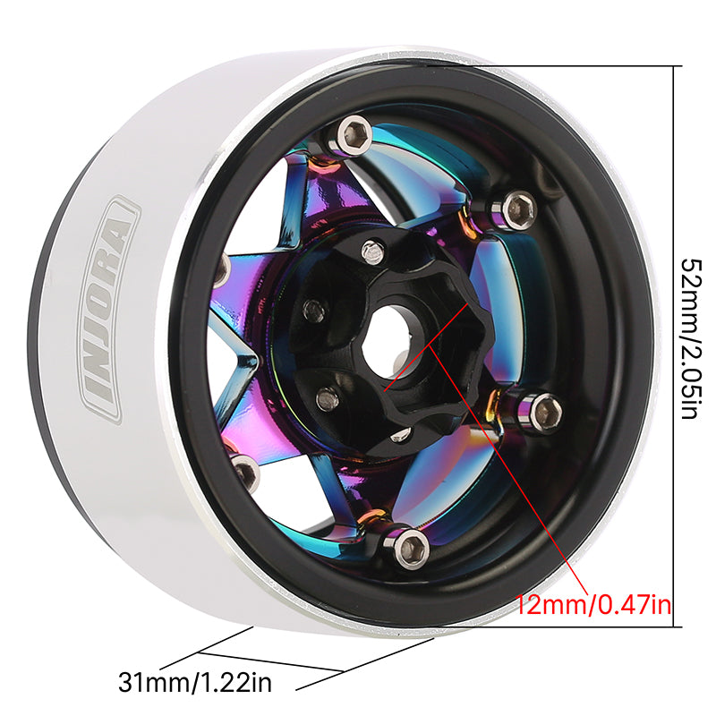 INJORA 1.9" Super Heavy Brass & Aluminum Beadlock Wheels Offset -10mm for 1/10 RC Crawlers (4) (W1958) 8 INJORA 1.9" Super Heavy Brass & Aluminum Beadlock Wheels Offset -10mm for 1/10 RC Crawlers (4) (W1958)