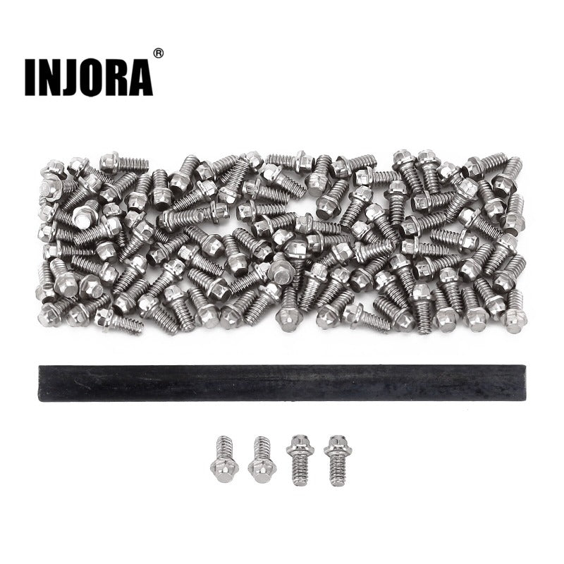 INJORA 100Pcs M1.4*3mm Hex Flange Bolts Hex Screws for INJORA 1.0" Wheel Rims