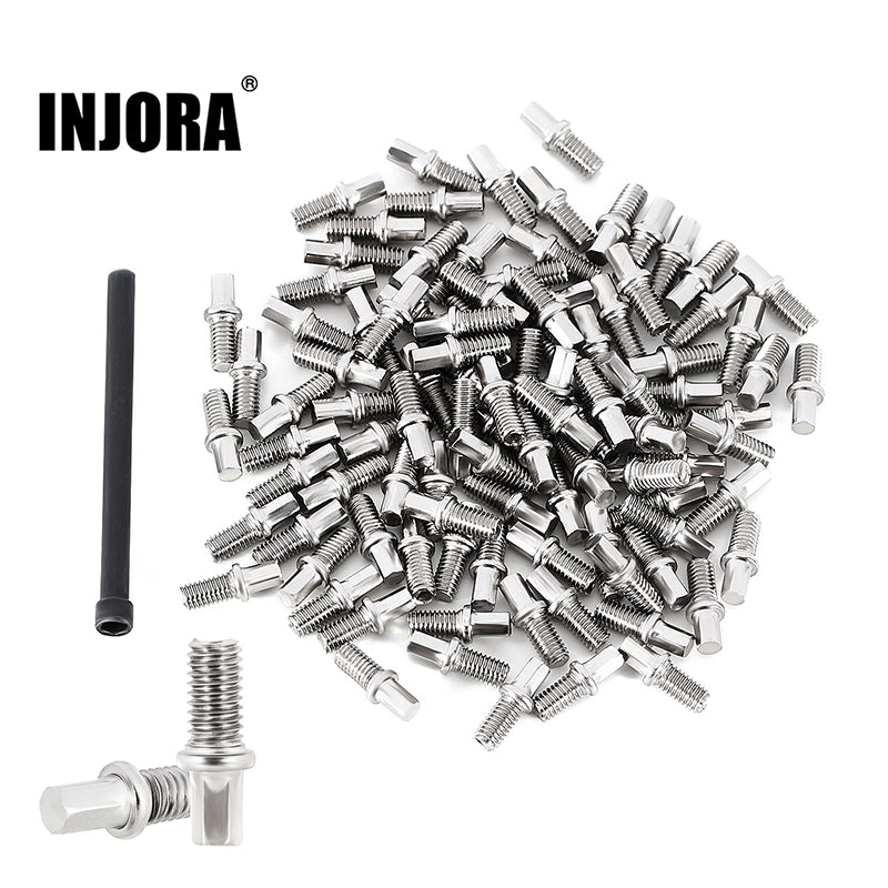 INJORA 100Pcs M3*6mm Stainless Steel Hub Screws for 1/10 RC Crawler Wheels