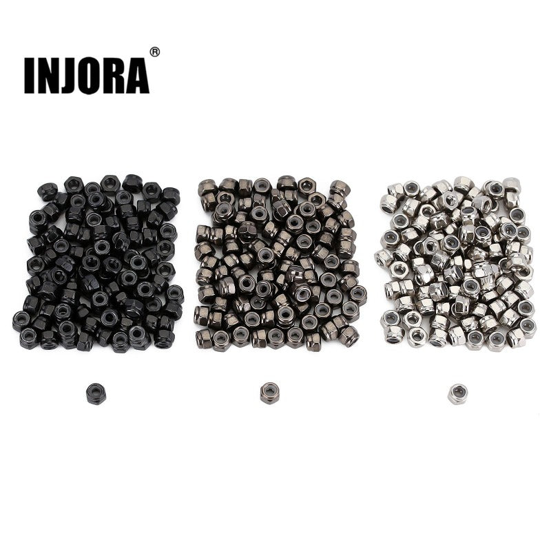 INJORA 100Pcs Metal M2 Nuts for 1/16 1/18 1/24 SCX24 AX24 FCX24M