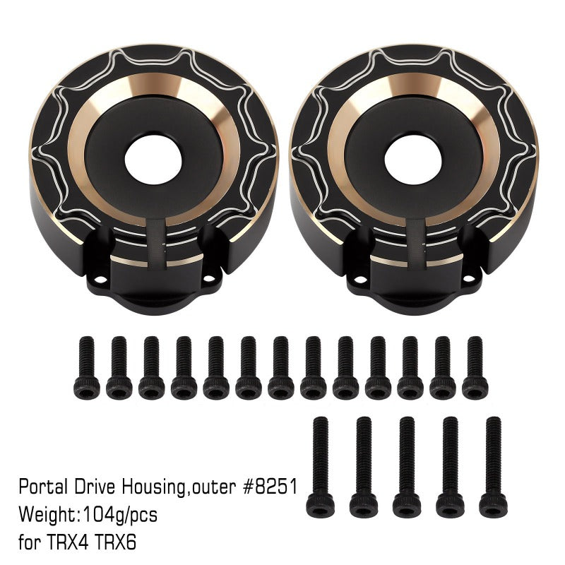 INJORA 104g/pcs Black Brass Counterweight Outer Portal Drive Housing #8251 for TRX-4 TRX-6